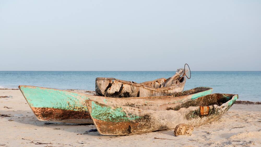 Einbaum-Boote am Strand, Port-Salut, Haiti