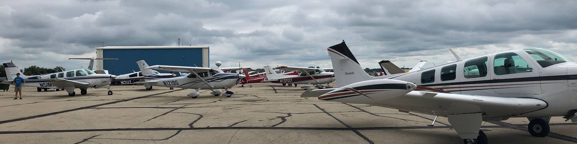 So many people diverted to the lovely Dodge County Airport while the weather at KOSH improves. #AirVenture2018