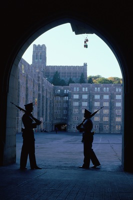 Soldiers guarding building at Westpoint Military Academy