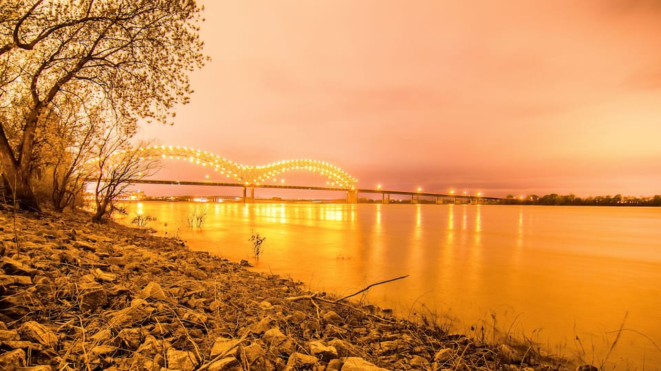 Hernando de Soto Bridge - Memphis Tennessee at night