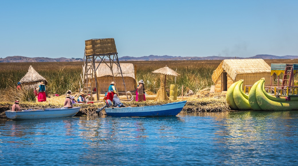 Uros floating islands of lake Titicaca, Peru, South America