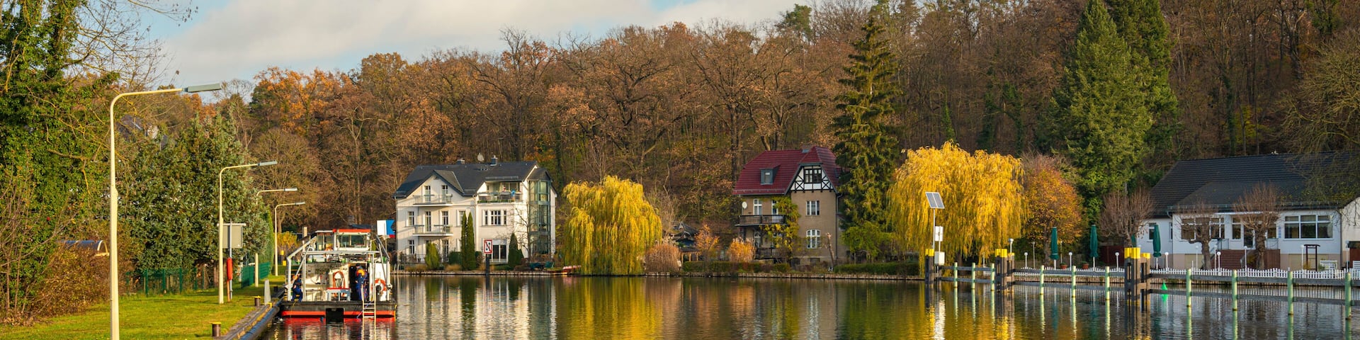 Landschaft an der Woltersdorfer Schleuse, Berlin, Deutschland