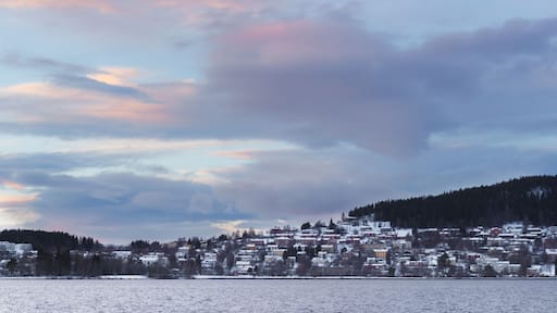 Sunset over Lake Storsjon in Ostersund and Froson Island
