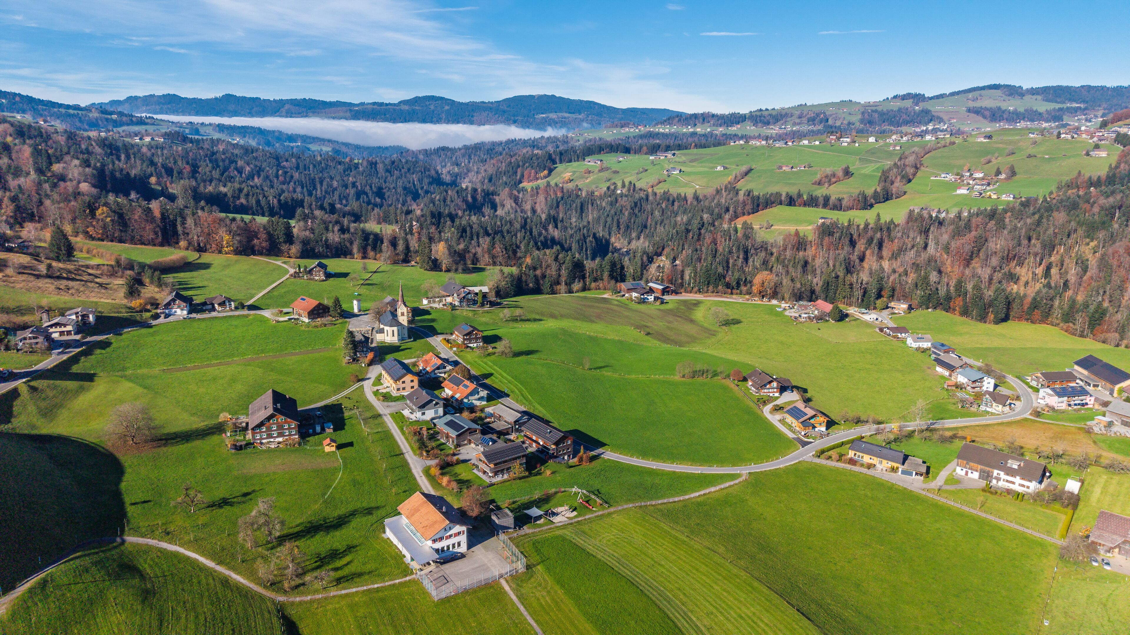 The village of Müselbach bei Alberschwende, Bregenzer Wald Region, State of Vorarlberg, Austria