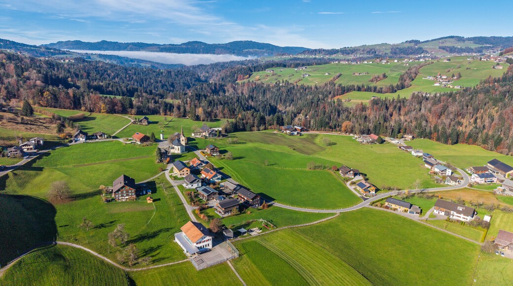 The village of Müselbach bei Alberschwende, Bregenzer Wald Region, State of Vorarlberg, Austria