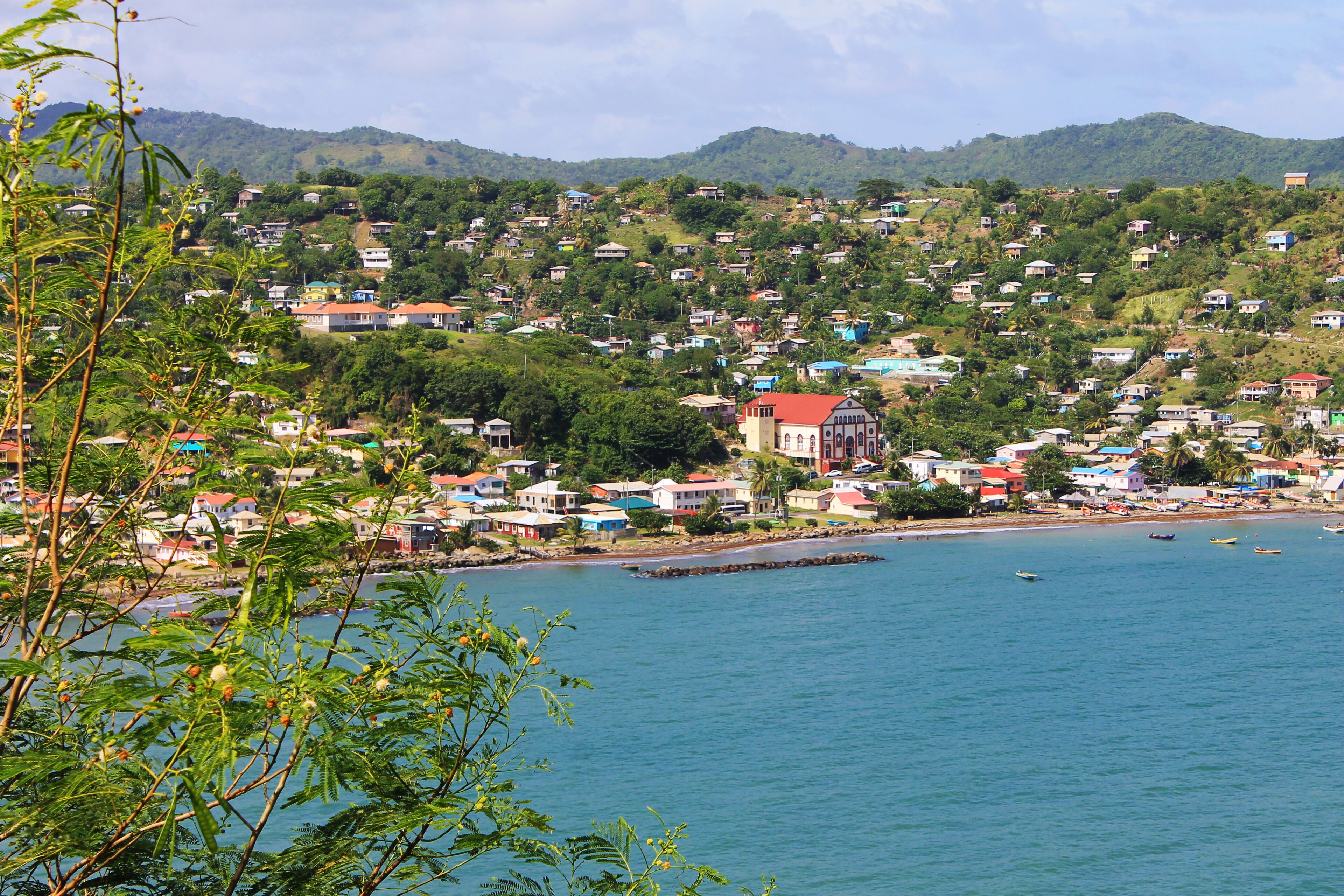 View of the town of Dennery, St. Lucia, West Indies