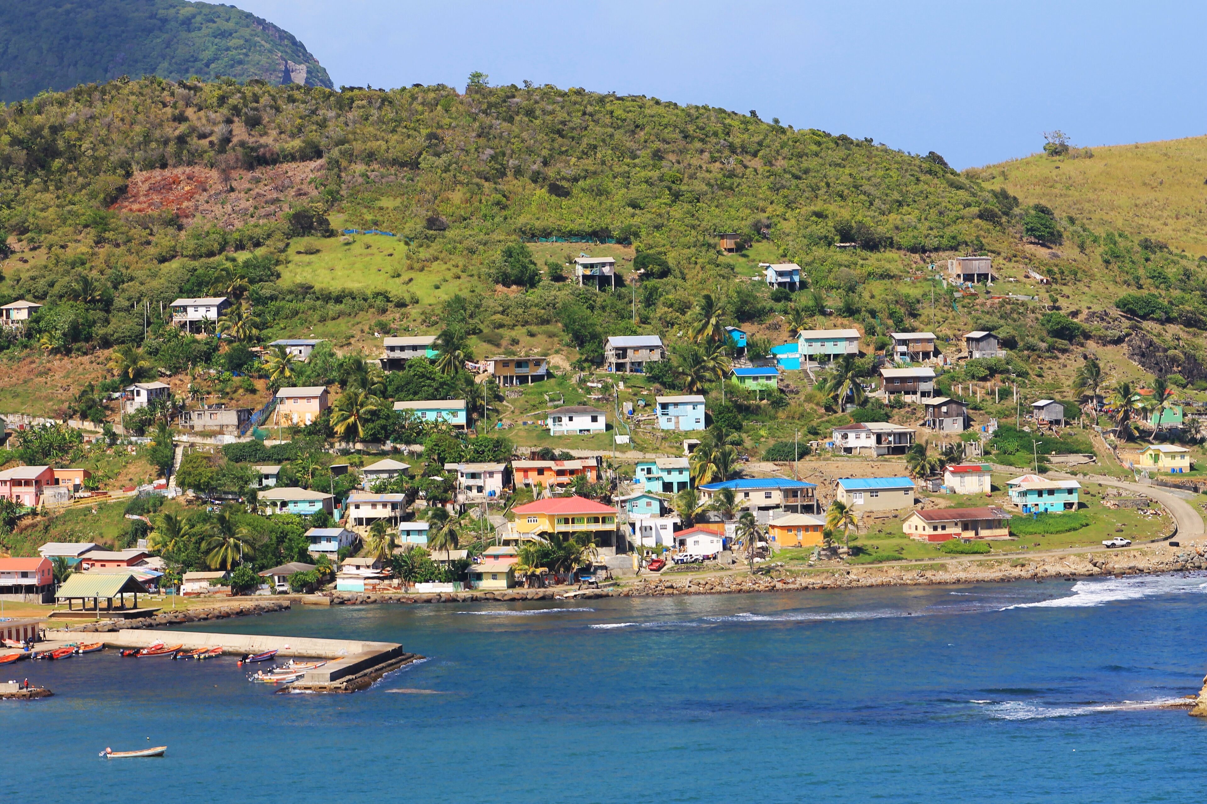 View of the town of Dennery, St. Lucia, West Indies