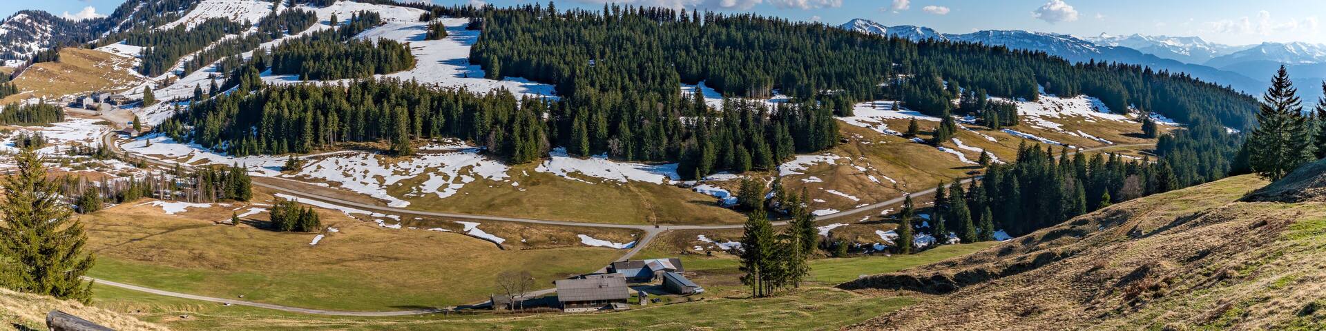 Panoramic View from Allgaeu Hiking Trail at Nagelfluhkette near Oberstaufen