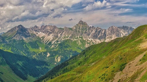 July 2016
Zimba mountain, Raetikon range, Voralberg land, Austria
The Zimba, elevation 2,645 m, is one of the most familiar mountains in the Austrian mountain range called Rätikon. Located in the hinterland of Bludenz, this horn is the landmark of Montafon valley and especially of the main village of Schruns. Three ridges and three walls emphasize the shapeliness of the form and it is referred to as the Matterhorn of Montafon.