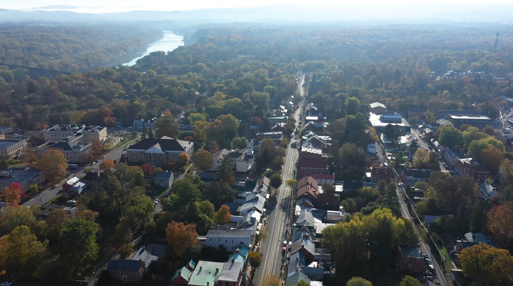 Aerial views of the Potomac River, Shepherd University, and Shepherdstown, WV.