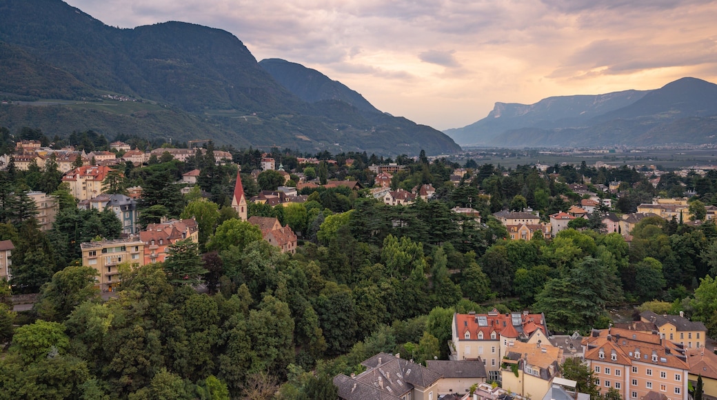 Merano featuring landscape views, a small town or village and a sunset