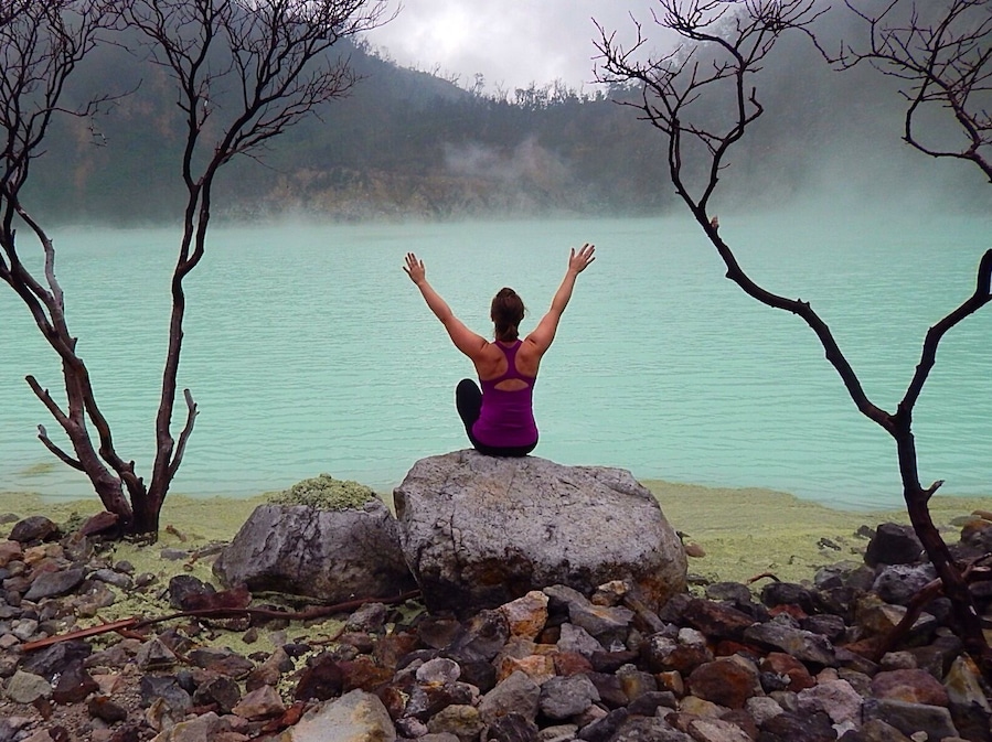 Sulfur crater lake near Bandung, Indonesia