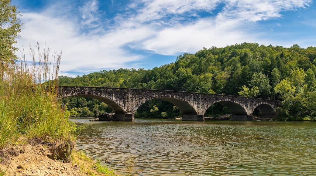Panoramic of the Gatliff Bridge In Cumberland State Park In Corbin Kentucky