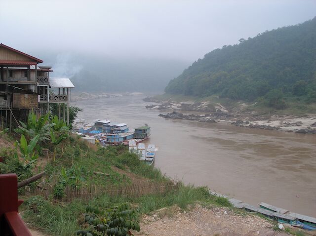 Early morning mist at Pak Beng, Laos, on the Mekong RIver.