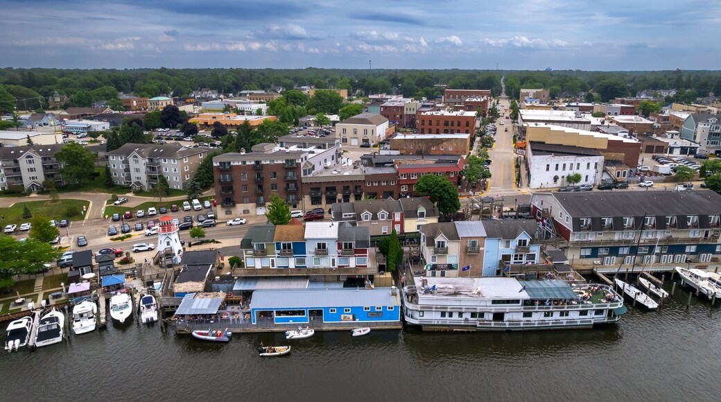 Aerial view of South Haven city in Michigan west coast.