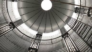This photo is the view looking up into The Corn Crib restaurantâs silo-inspired entrance. Shelby, Iowa.
#Details