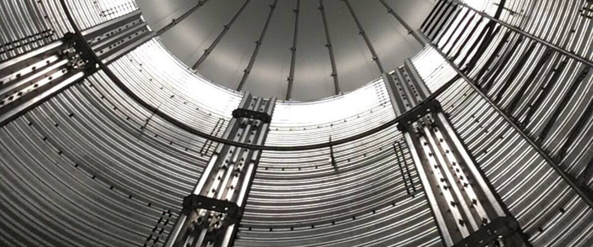 This photo is the view looking up into The Corn Crib restaurant’s silo-inspired entrance. Shelby, Iowa.
#Details