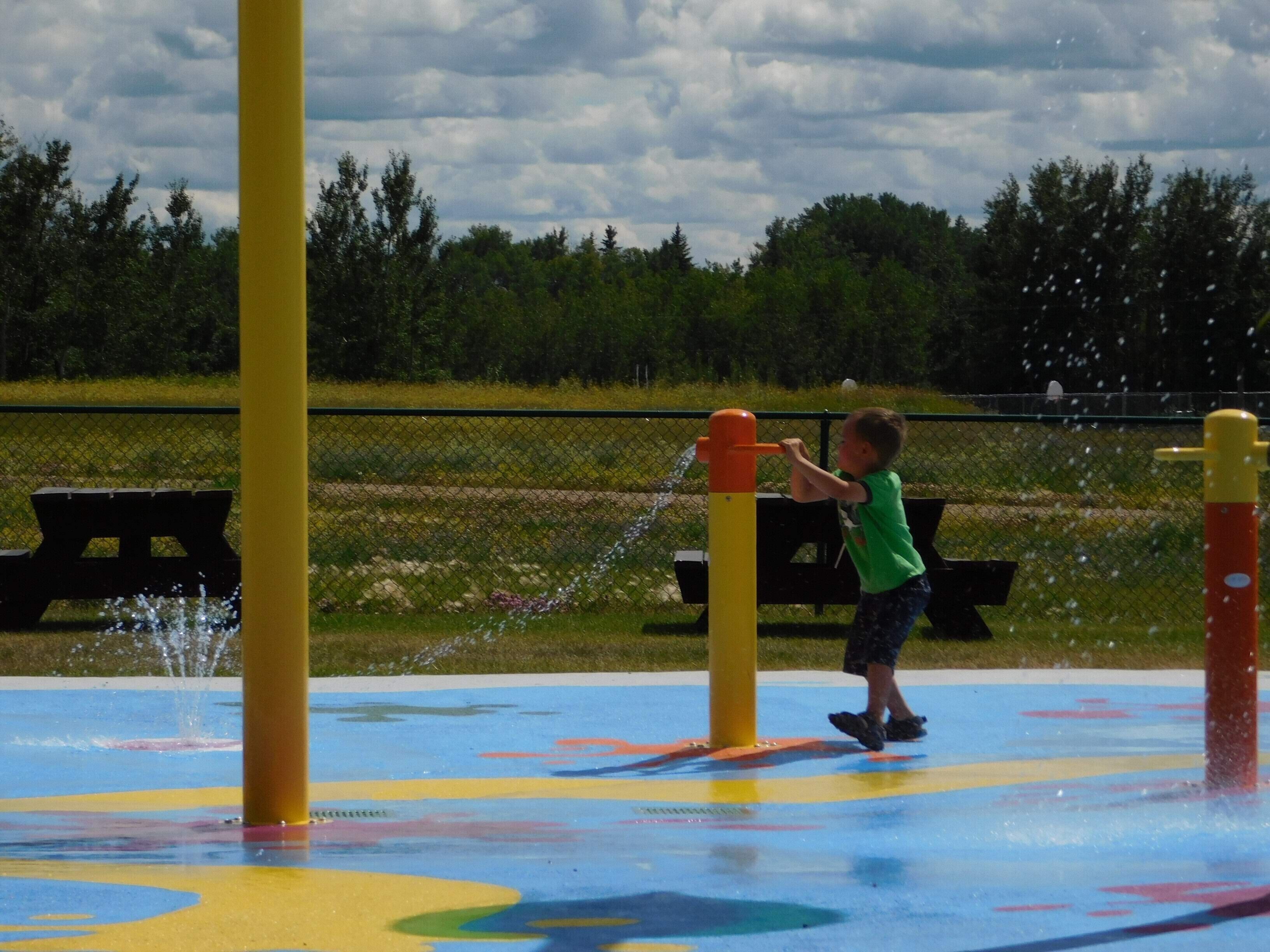 A splash park in Manning, AB.