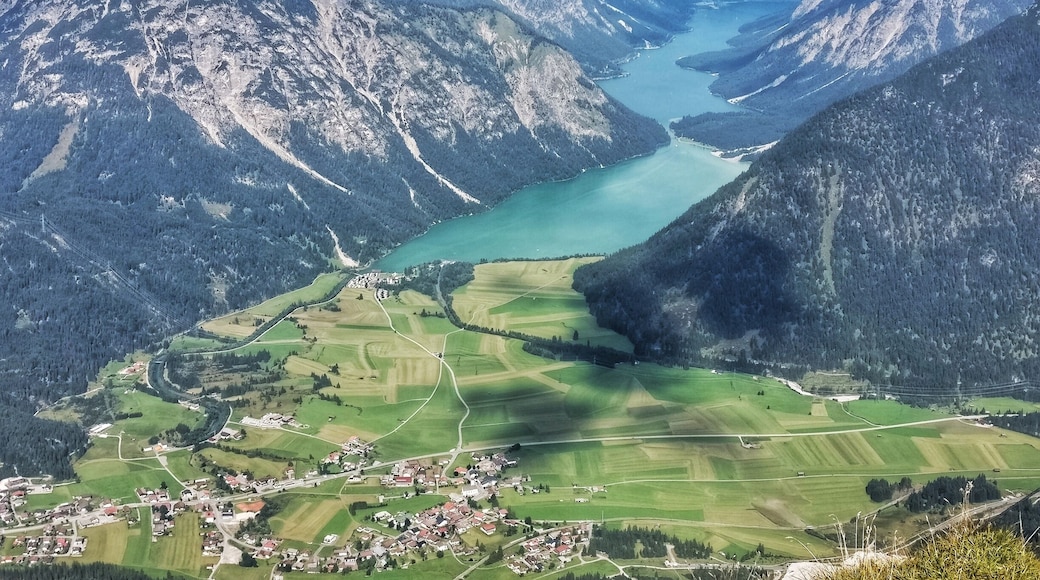 View from peak up to Heiterwanger lake and Plan lake