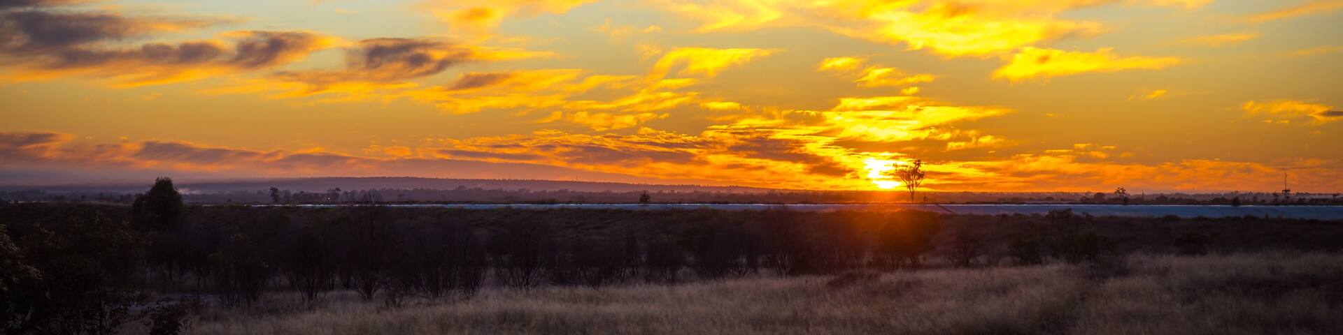 cold minus 3 degrees Celsius sunrise, Chinchilla, Queensland, Australia