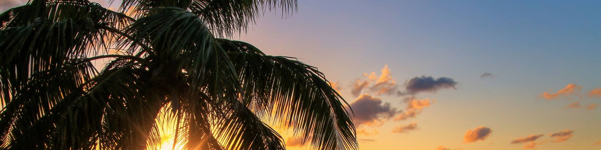 Sunset over Hillsborough Bay, Carriacou Island, Grenada.