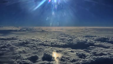 Enroute to Hong Kong on Cathay Pacific flight from ORD , the captain announces that we are 'just east of the North Pole'.....and soon the Iphone is identifying places such as 'Olekminskiy ulus' ...and 'Inner Mongolia' ....I wonder about what is below the clouds ....yurts and yaks and horsemen and ruddy cheeked kids ? Very dreamy 😎