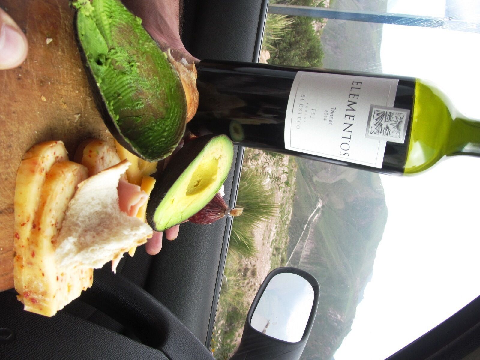 Having a break, at 3457 metres over sea level, regional cheese, salami, avocado and red wine....mmmm! #roadtrip