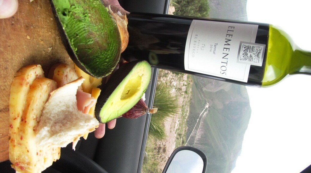 Having a break, at 3457 metres over sea level, regional cheese, salami, avocado and red wine....mmmm! #roadtrip