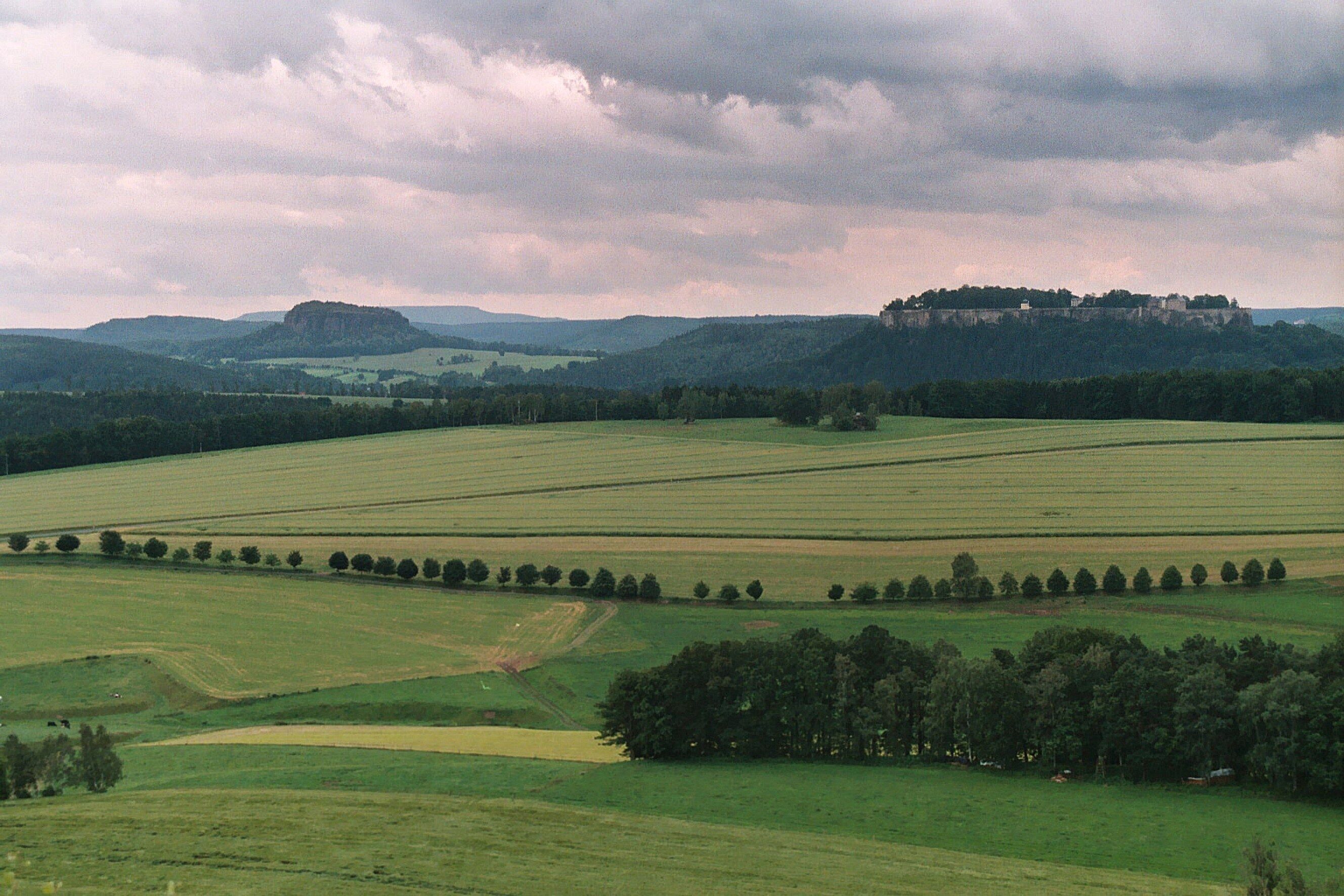 View from the Rauenstein (253mNN) to the fortress Königstein and to the Pfaffenstein