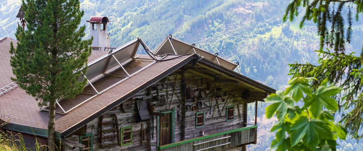 the beautiful wooden house in the mountains. view of a beautiful village in the mountains of the alps. Austria, Rohrberg