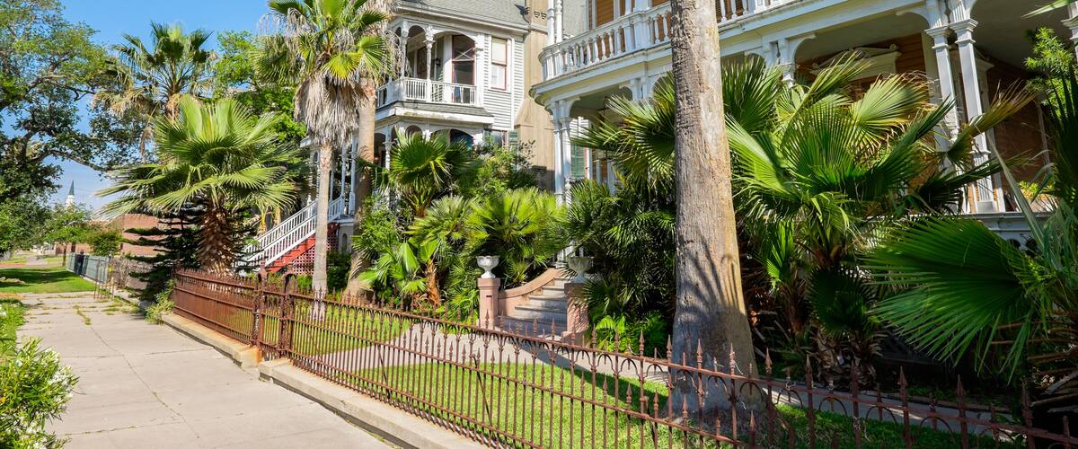 Beautiful vintage homes of the historical district in Galveston, Texas.; Shutterstock ID 248841316