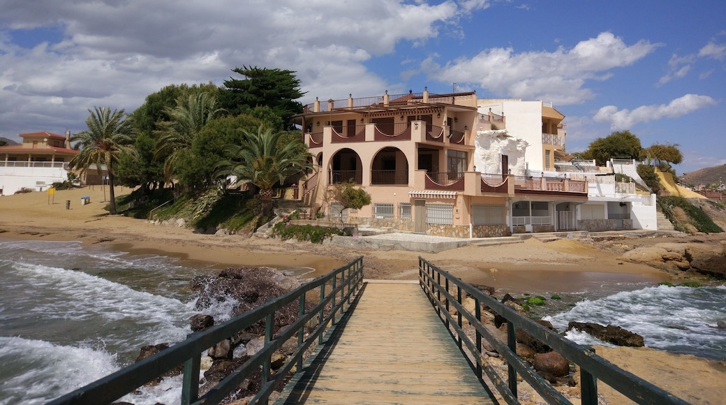 Pitchirichi rock on Terreros beach on a very windy day