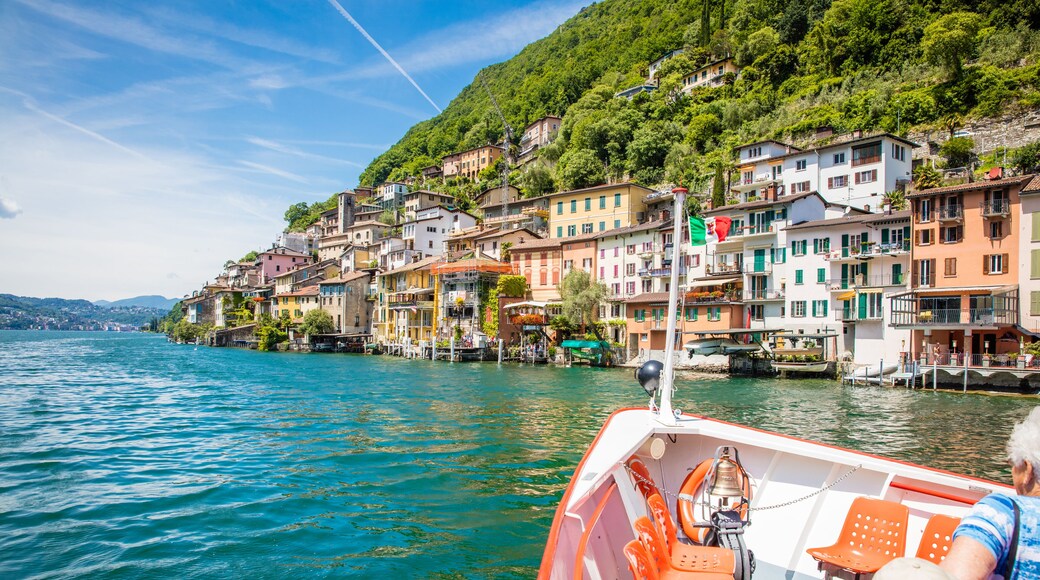 Panoramic view of the Lugano lake and the mountains