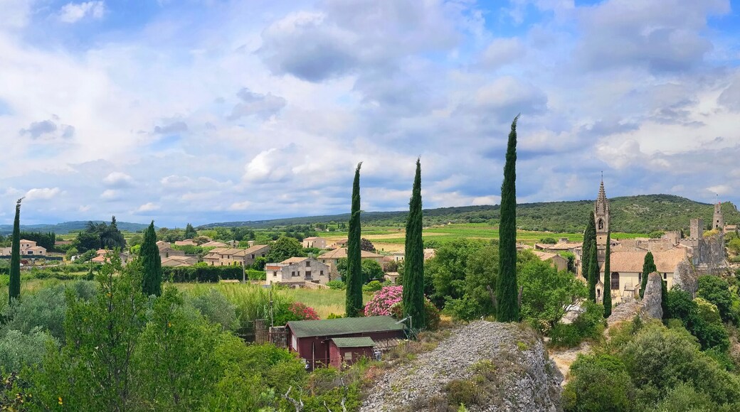 medieval village Aigueze and Ardeche river in France