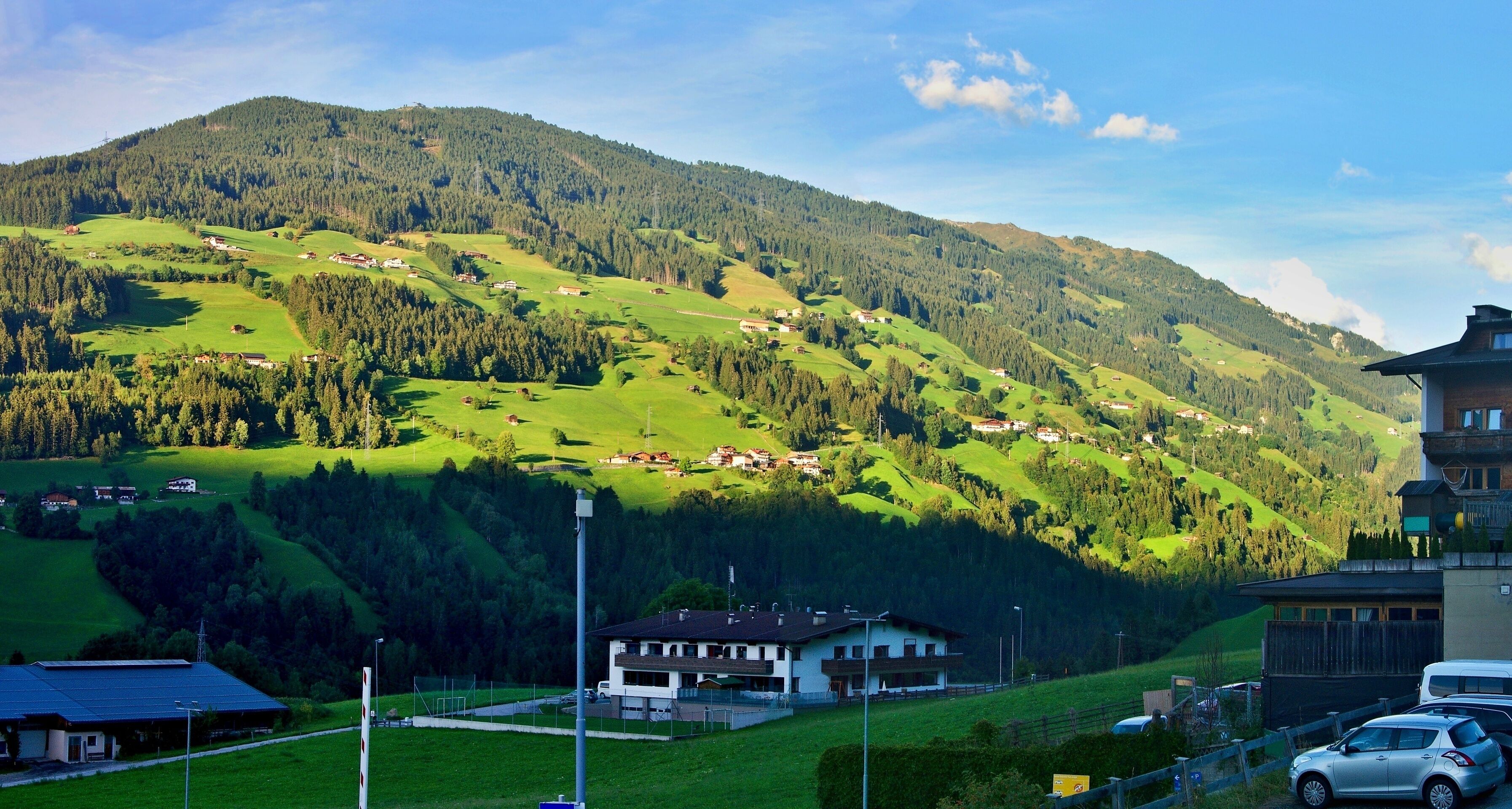 Austrian Alps - panoramic view of the village of Hainzenberg and its surroundings