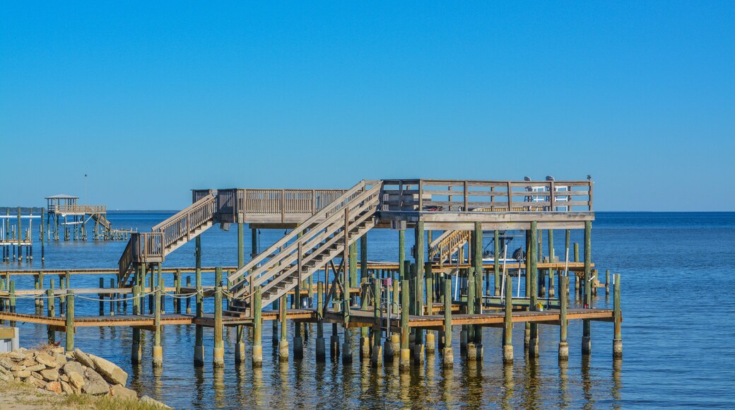 Docks extending out on Hammock Bay in Freeport, Walton County, Florida
