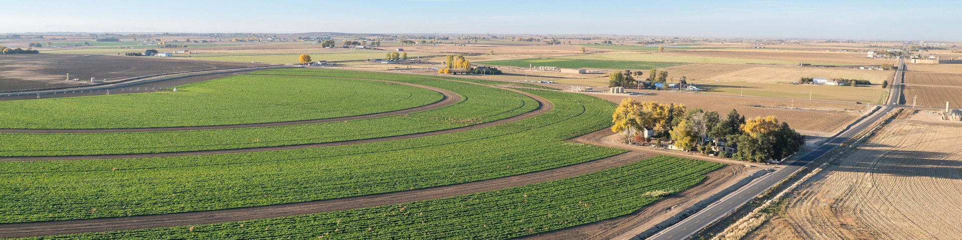 rural landscape of northeastern Colorado near Eaton, aerial view