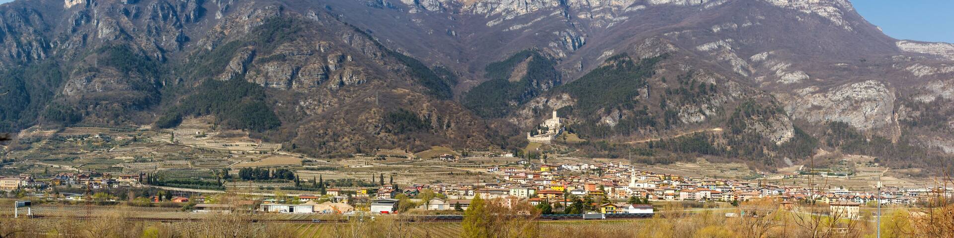 Castello di Avio castle landscape scenery Trento province Alps mountains panorama in Italy