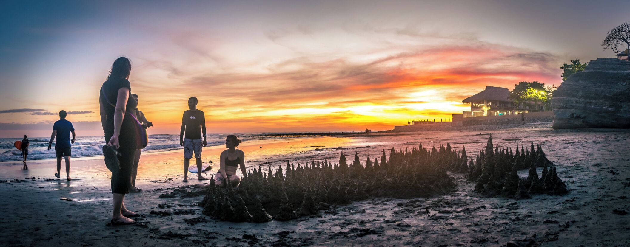 What started out as a few drip castles, ended up being a monumental work of sand architecture. 

We were even photographed by the tourists and met a bunch of nice people while working on it. 