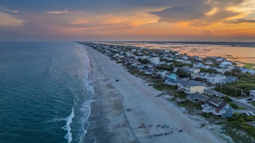 Sunset on Topsail Island, Surf City, North Carolina aerial view