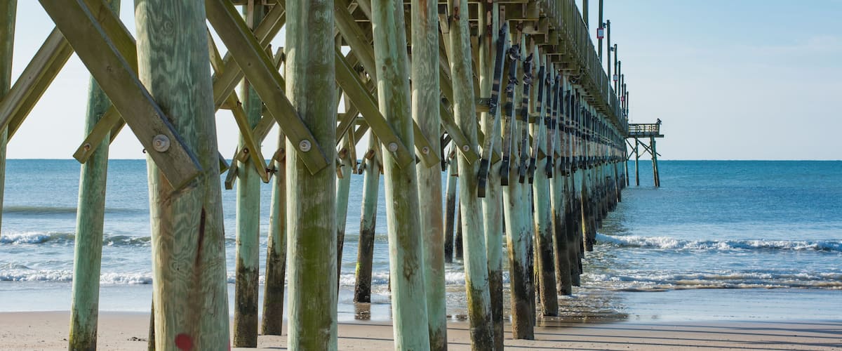 Ocean pier in Surf City, North Carolina; Shutterstock ID 433275949