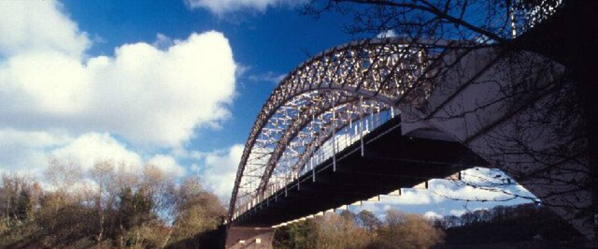 Hagg Bank Bridge. An early (1876) arch suspension bridge built for rail traffic. Now a cycle/foot path: http://www.cycle-routes.org/hadrianscycleway/crossings/hagg_bank.html