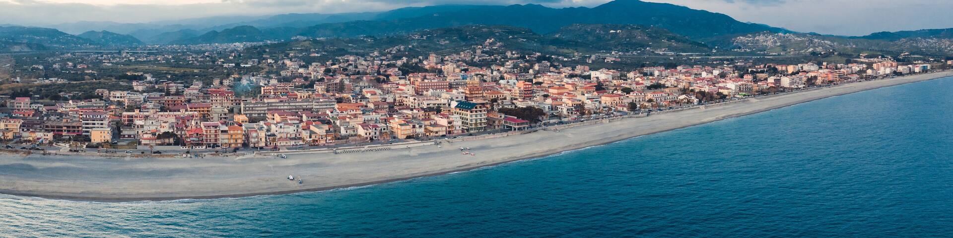 Aerial view of the city of Gioiosa. Calabria Italy