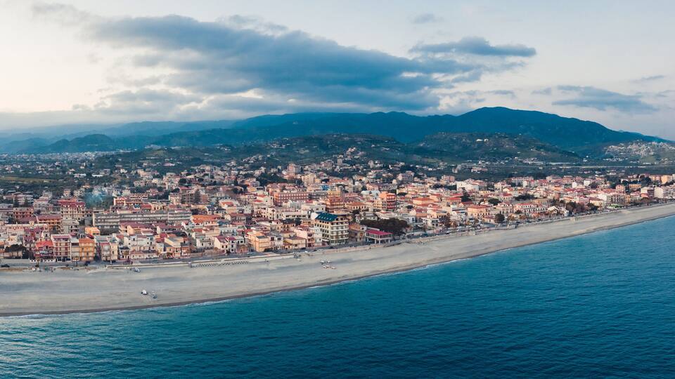 Aerial view of the city of Gioiosa. Calabria Italy