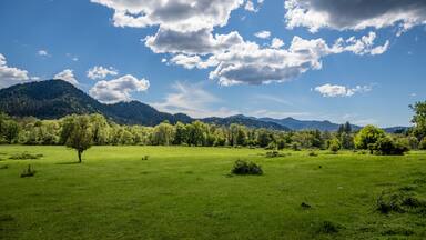 Dramatic clouds and green pasture near Wolf Creek Oregon