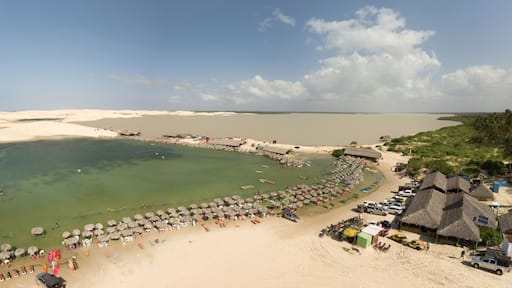 Aerial image of the Tatajuba lagoon, on the west coast of Jericoacoara in the state of Ceará, Brazil