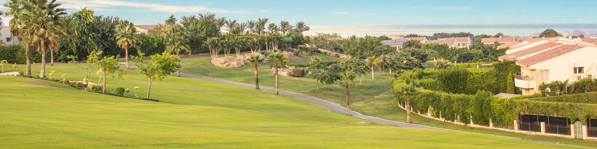 Beautiful view of the green lawn in Sheikh Zayed, Egypt