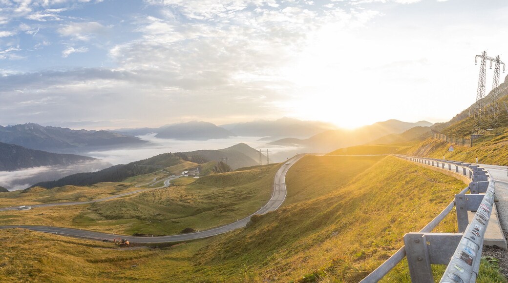 Morning panorama from Jaufenpass or Passo Giovo