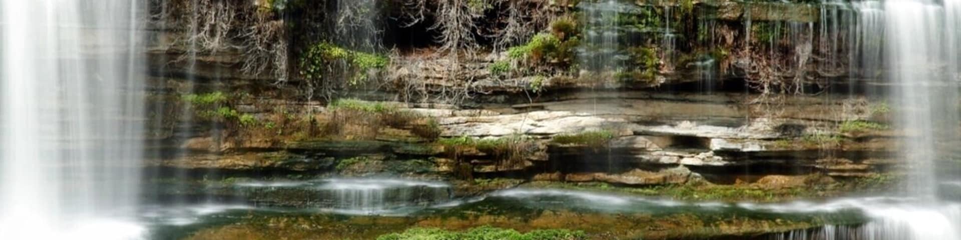 Another shot closer up on a section of the waterfall, you can see the pooling and moss on the rock.