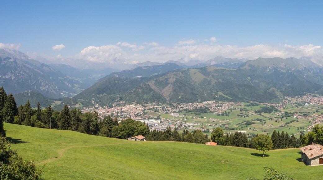 Landscape on the city of Clusone from the mountain lodge called San Lucio